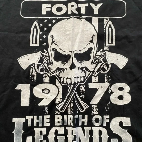 Skull Shirt Men Large L 40th Life Begins at Forty 1978 The Birth of Legends - Picture 3 of 5